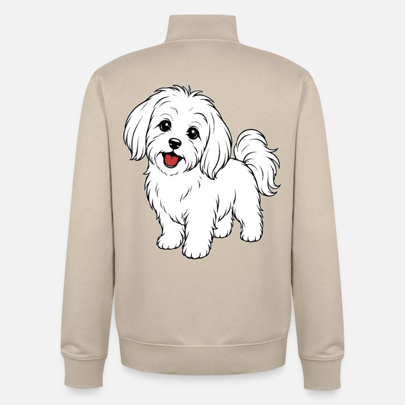 Blanc de chien maltis - Sweat zippé unisexe en coton bio Stanley/Stella - beige crème