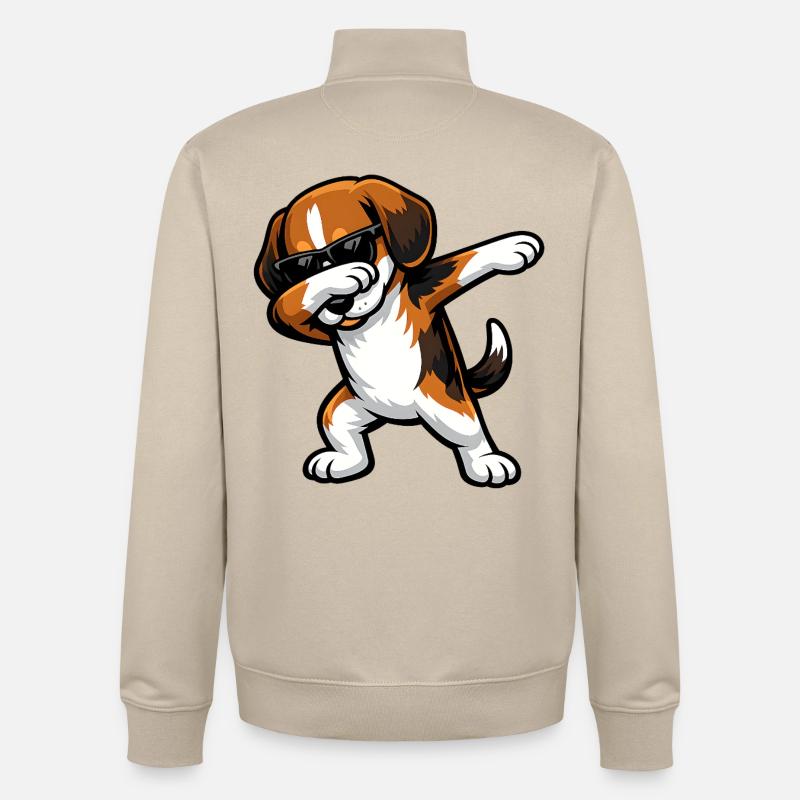 Dabbing Beagle - Unisex Organic Zip Sweatshirt by Stanley/Stella - desert dust