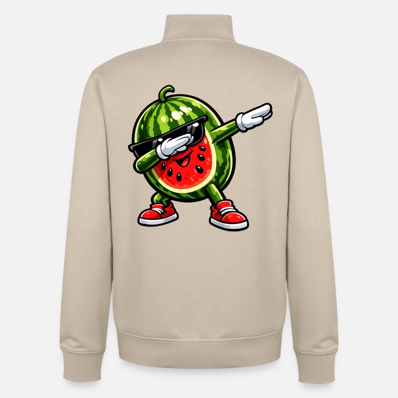 Dabbing Watermelon - Unisex Organic Zip Sweatshirt by Stanley/Stella - desert dust
