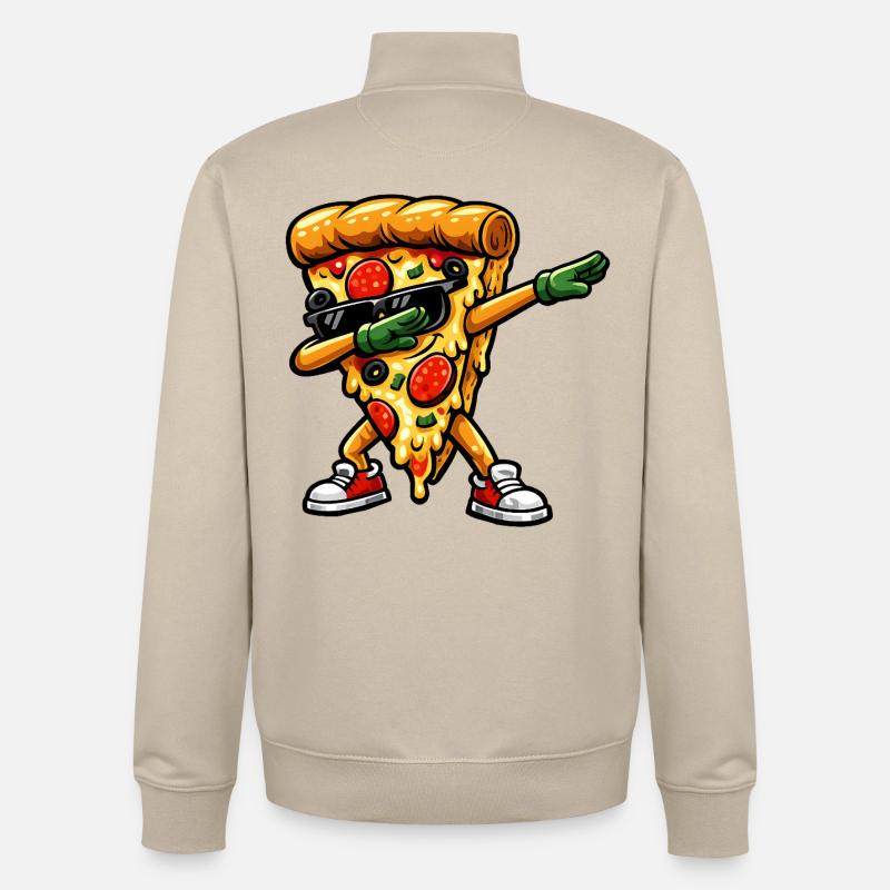 Dabbing Pizza - Unisex Organic Zip Sweatshirt by Stanley/Stella - desert dust