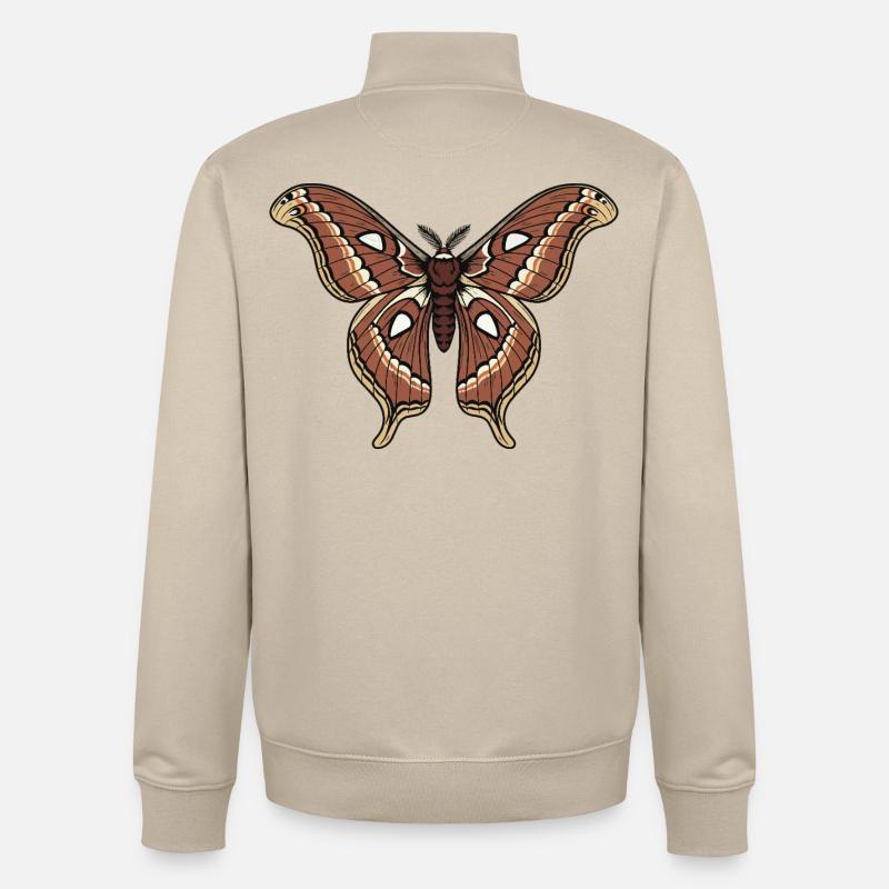 Butterfly Polyphemus Moth Saturnie Wing Tattoo - Unisex Organic Zip Sweatshirt by Stanley/Stella - desert dust