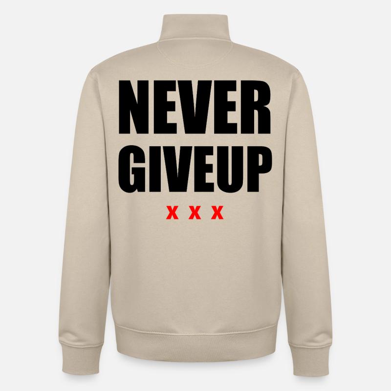 Ne jamais abandonner le noir/rouge - Sweat zippé unisexe en coton bio Stanley/Stella - beige crème
