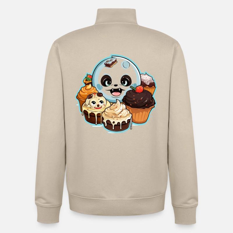 Cupcake Panda Kawaii - Sweat zippé unisexe en coton bio Stanley/Stella - beige crème