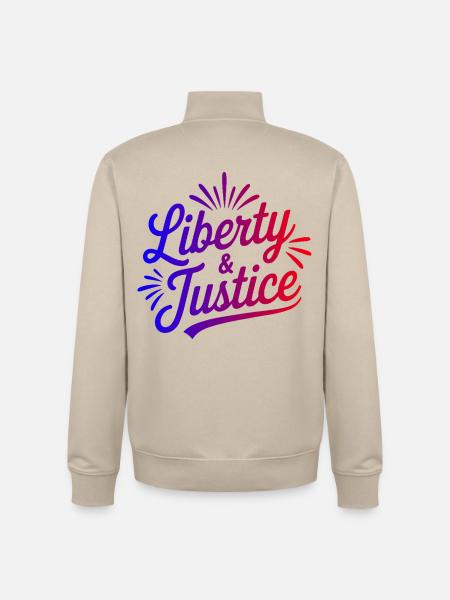 Liberty & Justice Print - Unisex Organic Zip Sweatshirt by Stanley/Stella - desert dust