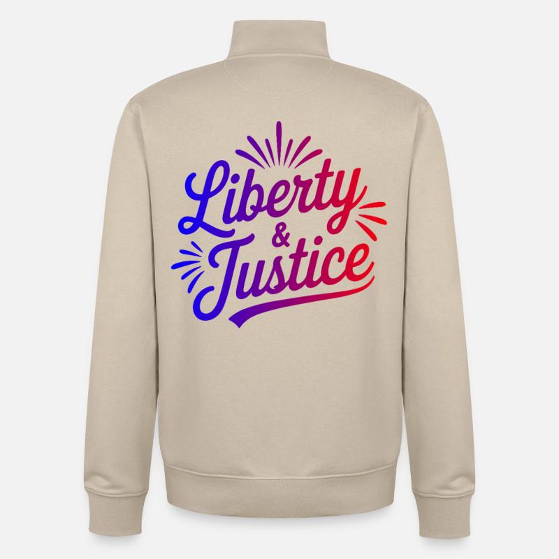 Liberty & Justice Print - Unisex Organic Zip Sweatshirt by Stanley/Stella - desert dust