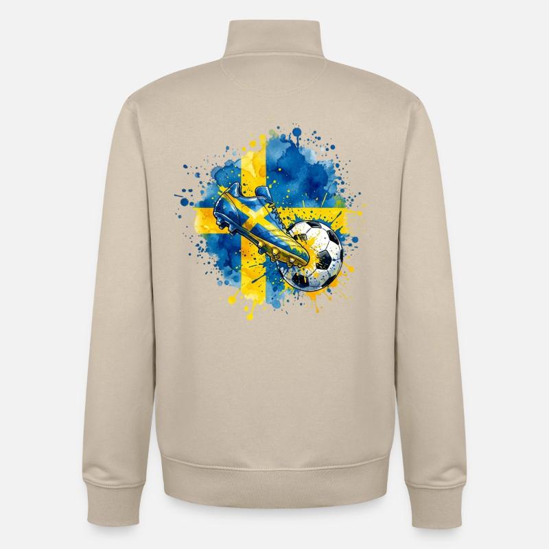 Football - Équipe de Suède - Sweat zippé unisexe en coton bio Stanley/Stella - beige crème