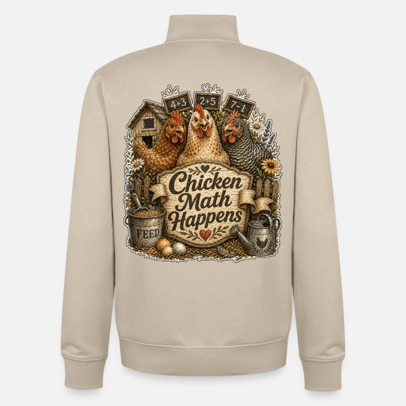Chicken Math Happens - Unisex Organic Zip Sweatshirt von Stanley/Stella - Cremebeige