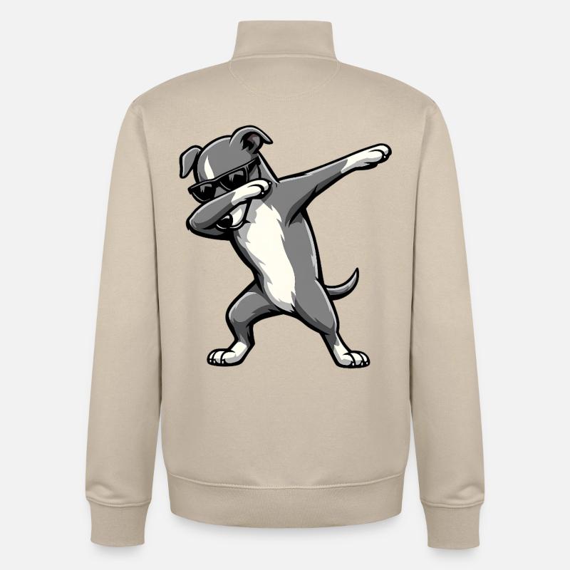 Dabbing Greyhound - Unisex Organic Zip Sweatshirt by Stanley/Stella - desert dust