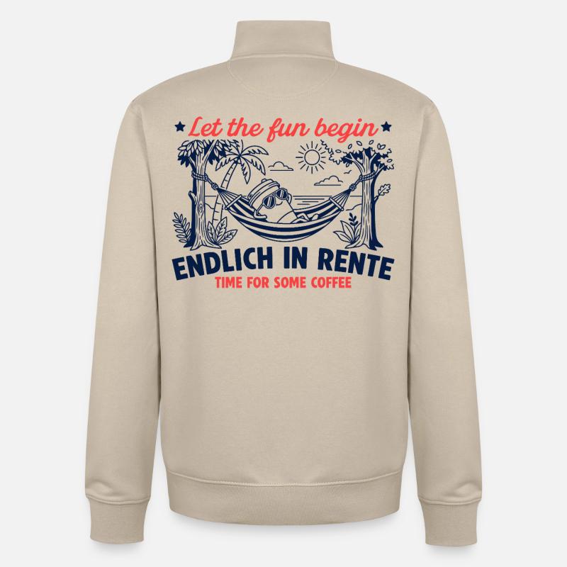 Endlich in Rente Retro Kaffee - Unisex Organic Zip Sweatshirt von Stanley/Stella - Cremebeige