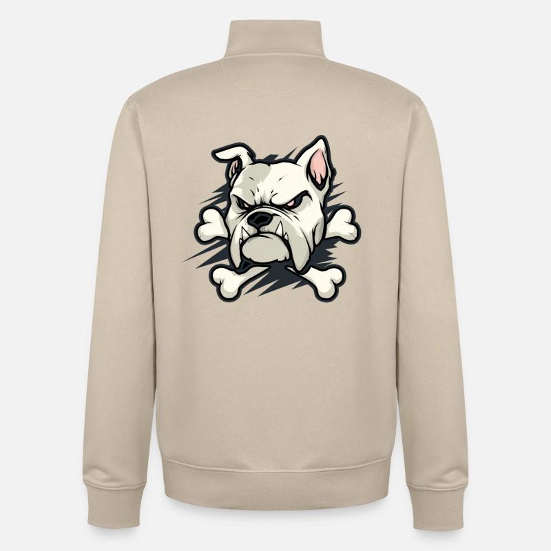 Bouledogue en colère avec os - Sweat zippé unisexe en coton bio Stanley/Stella - beige crème