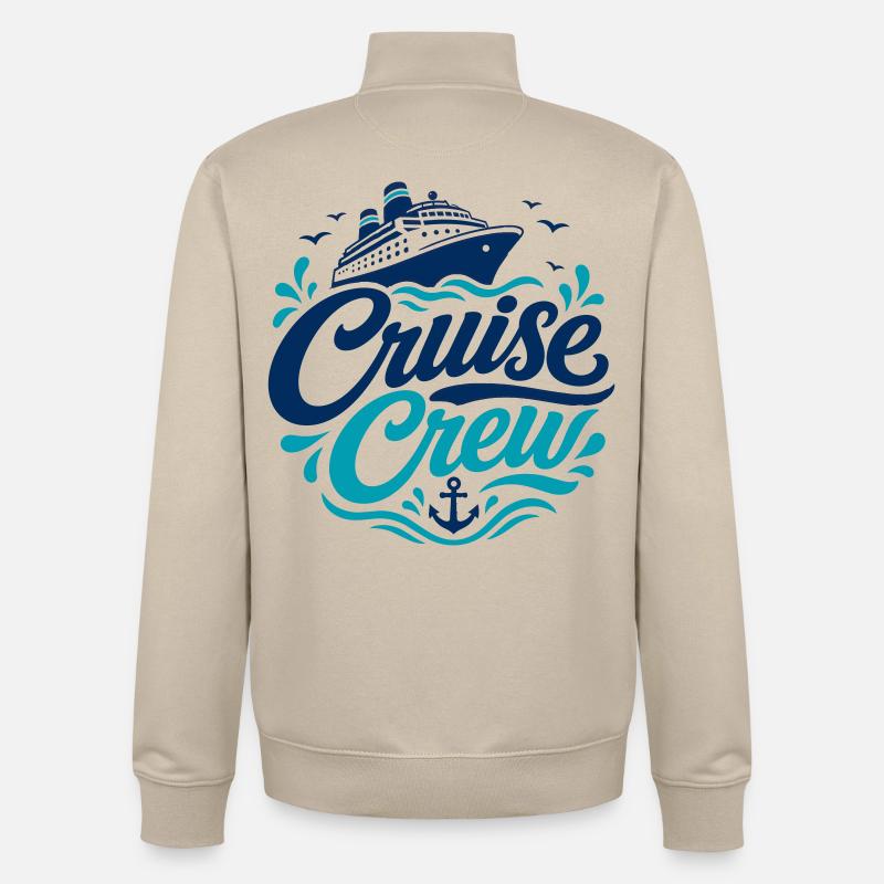 Logo de l’équipage de croisière Nautical - Sweat zippé unisexe en coton bio Stanley/Stella - beige crème