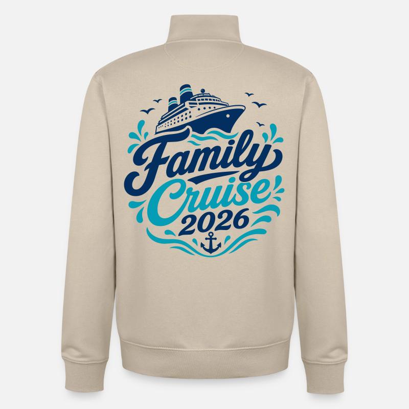 Motif croisière familiale 2026 - Sweat zippé unisexe en coton bio Stanley/Stella - beige crème