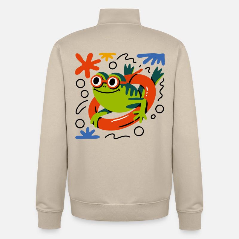 Fun de grenouilles d’été - Sweat zippé unisexe en coton bio Stanley/Stella - beige crème
