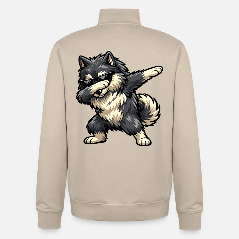 Dabbing Wolfsspitz - Unisex Organic Zip Sweatshirt von Stanley/Stella - Cremebeige
