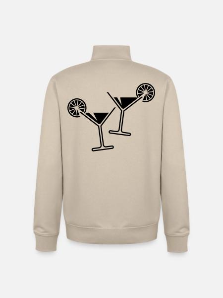 2 Cocktail Glasses / Cocktail / Martini + (Black) - Unisex Organic Zip Sweatshirt by Stanley/Stella - desert dust