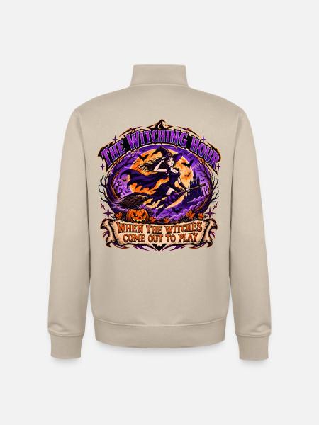 Witching Hour Witch Play Scene - Unisex Organic Zip Sweatshirt by Stanley/Stella - desert dust