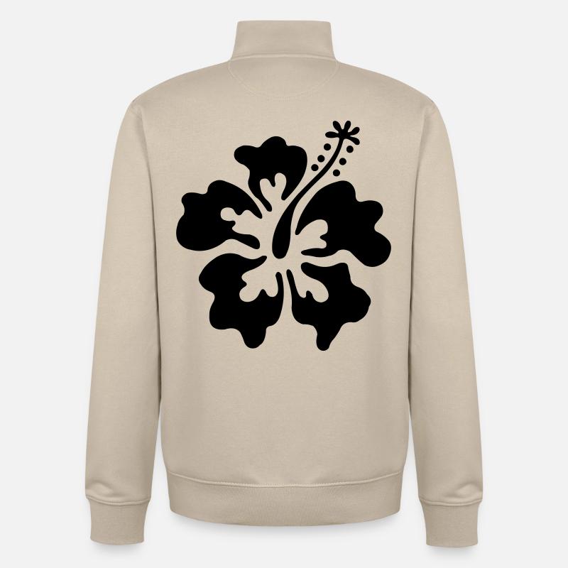 Fleurs d'Hawaï - Sweat zippé unisexe en coton bio Stanley/Stella - beige crème