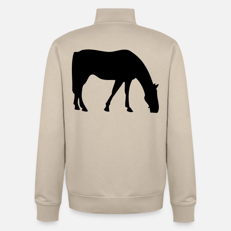 Cheval - Sweat zippé unisexe en coton bio Stanley/Stella - beige crème