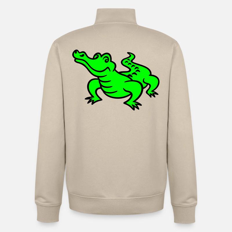 crocodile (a) - Sweat zippé unisexe en coton bio Stanley/Stella - beige crème