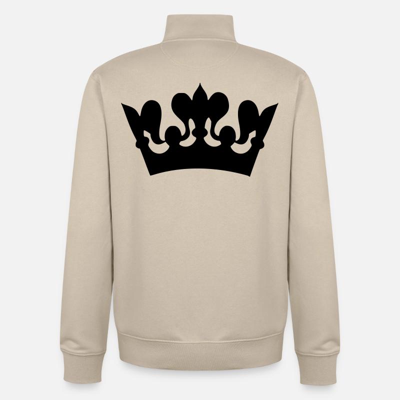 Image d’un dessin de couronne # - Sweat zippé unisexe en coton bio Stanley/Stella - beige crème