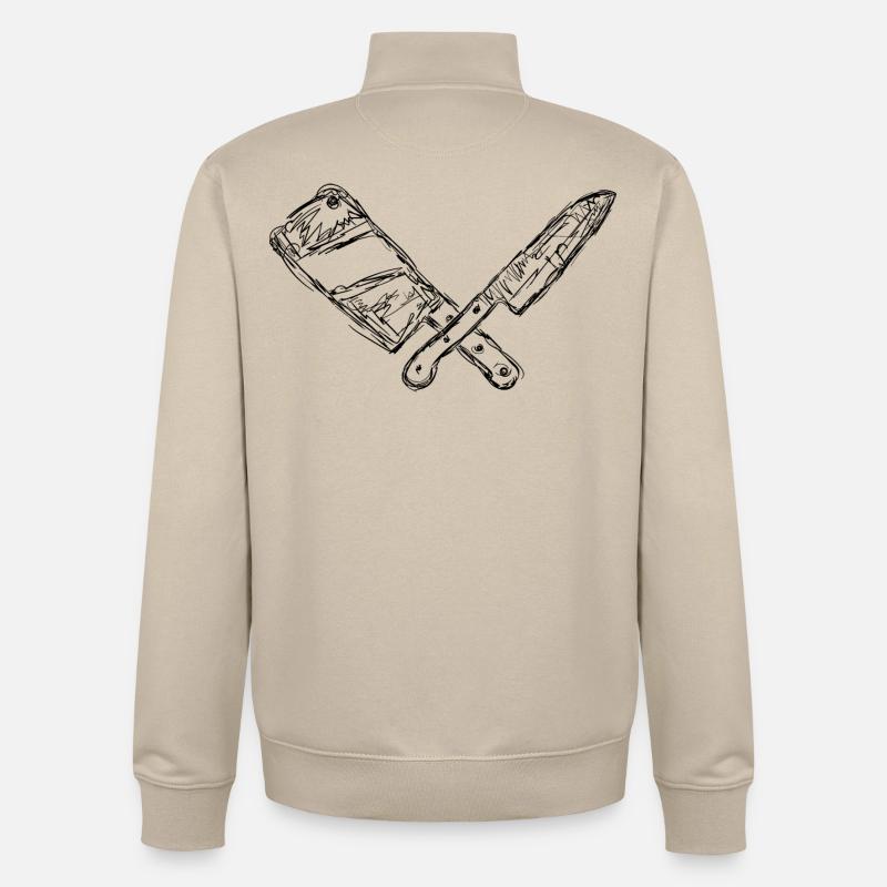Messer und Hackbeil Zeichnung - Unisex Organic Zip Sweatshirt von Stanley/Stella - Cremebeige