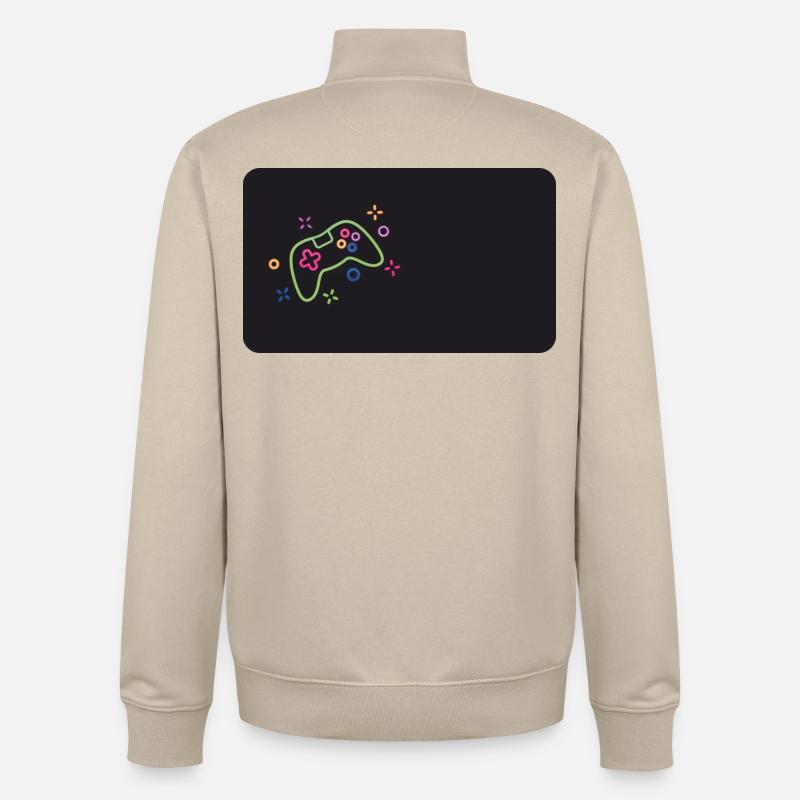 Bunter Spielecontroller auf schwarzem Hintergrund - Unisex Organic Zip Sweatshirt von Stanley/Stella - Cremebeige