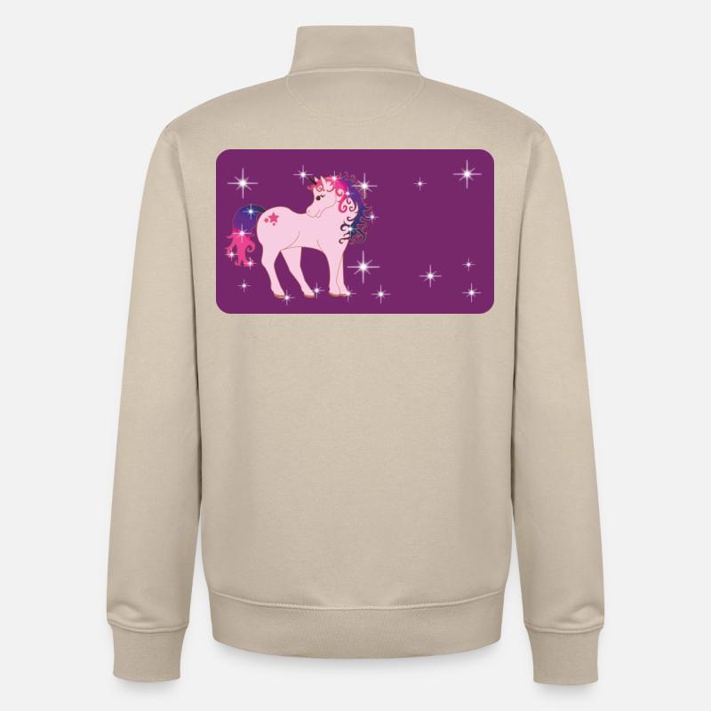 Fantasy Einhorn mit Sternchen - lila  - Unisex Organic Zip Sweatshirt von Stanley/Stella - Cremebeige