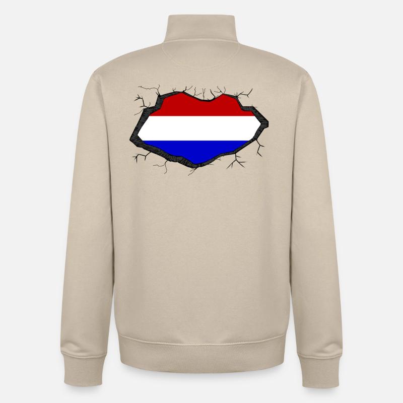 Percée du drapeau hollandais - Sweat zippé unisexe en coton bio Stanley/Stella - beige crème