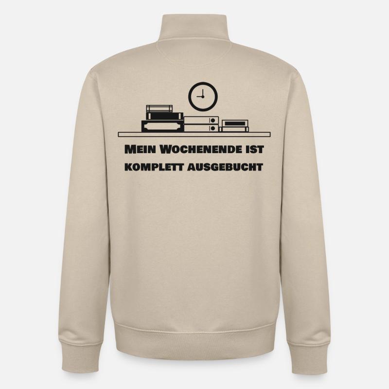 Mon week-end est complet - Sweat zippé unisexe en coton bio Stanley/Stella - beige crème