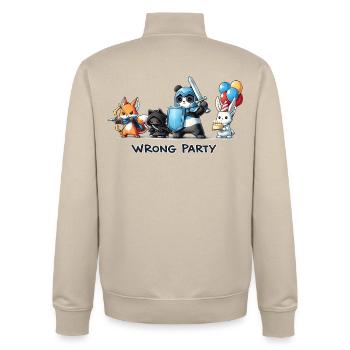 Falsche Party – Ritter, Schurke, Magier & Geburtst - Unisex Organic Zip Sweatshirt von Stanley/Stella - Cremebeige - Hinten - AI Model Male 185 dark (185cm)