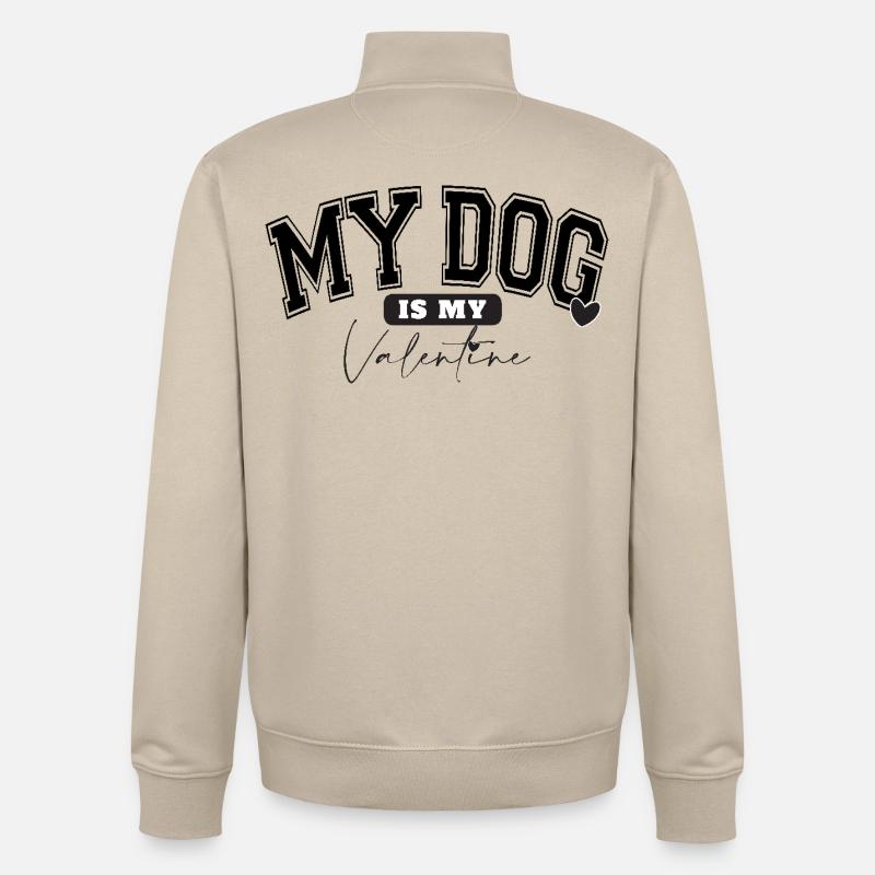 MON CHIEN EST MON VALENTIN - Sweat zippé unisexe en coton bio Stanley/Stella - beige crème