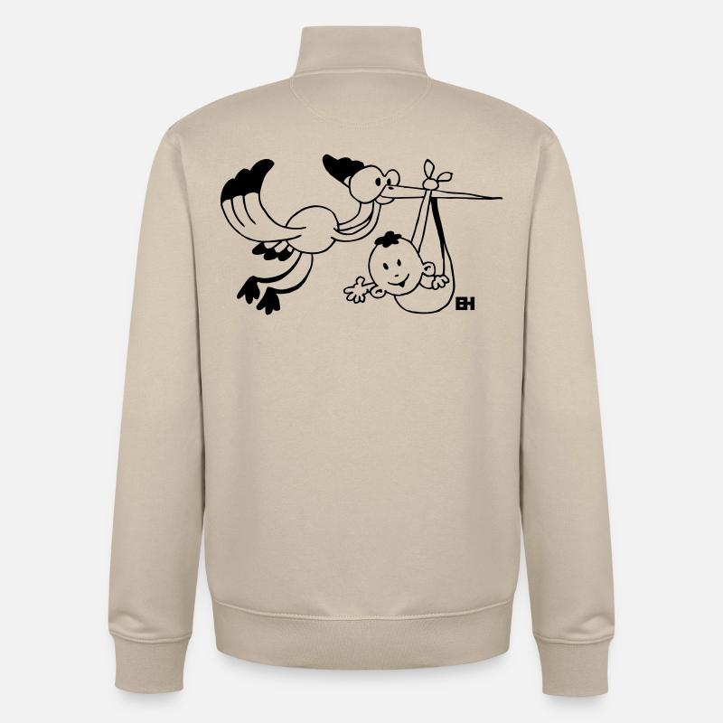 La cigogne apporte le bébé. - Sweat zippé unisexe en coton bio Stanley/Stella - beige crème