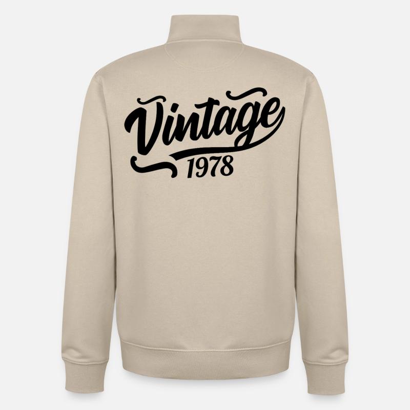 1978 Né en 1978, 56e anniversaire - Sweat zippé unisexe en coton bio Stanley/Stella - beige crème