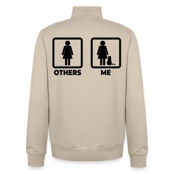 Me as a cat owner - Unisex Organic Zip Sweatshirt by Stanley/Stella - desert dust - Back - AI Model Male 185 dark (185cm)