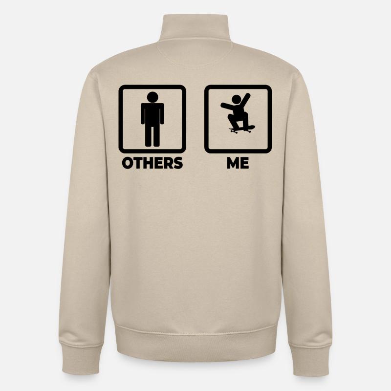 Dessin animé de skateboarder - Sweat zippé unisexe en coton bio Stanley/Stella - beige crème