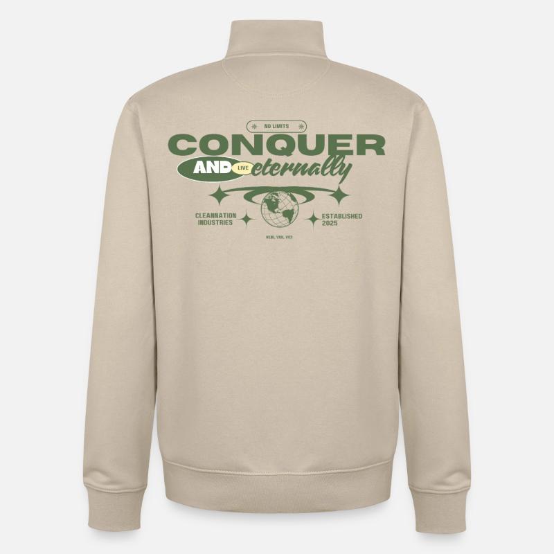 Conquérir - Sweat zippé unisexe en coton bio Stanley/Stella - beige crème