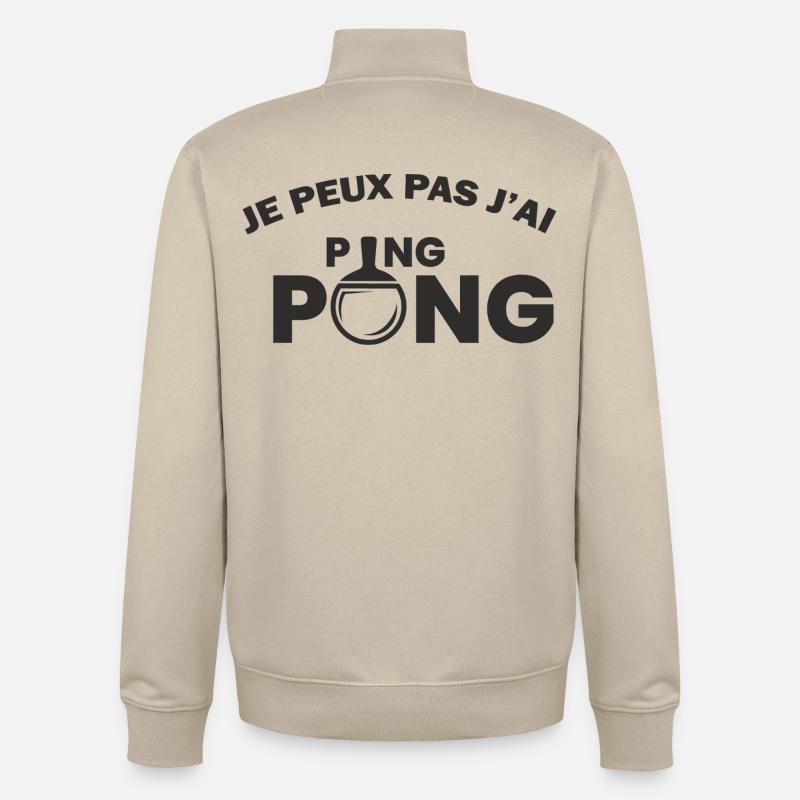 Je peux pas j'ai ping pong - Sweat zippé unisexe en coton bio Stanley/Stella - beige crème