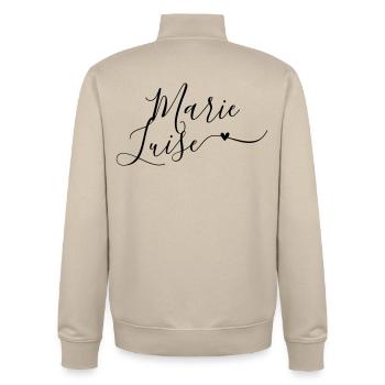 Marie-Luise Nom de famille Prénom Décoratif - Sweat zippé unisexe en coton bio Stanley/Stella - beige crème - Dos - AI Model Male 185 dark (185cm)