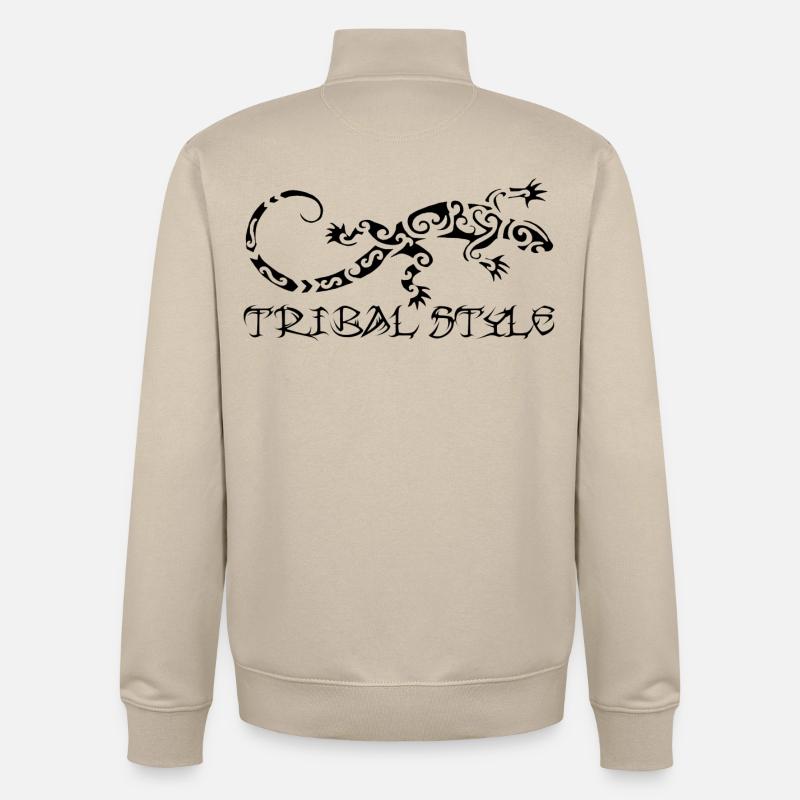 Polynesian black lizard - Unisex Organic Zip Sweatshirt by Stanley/Stella - desert dust