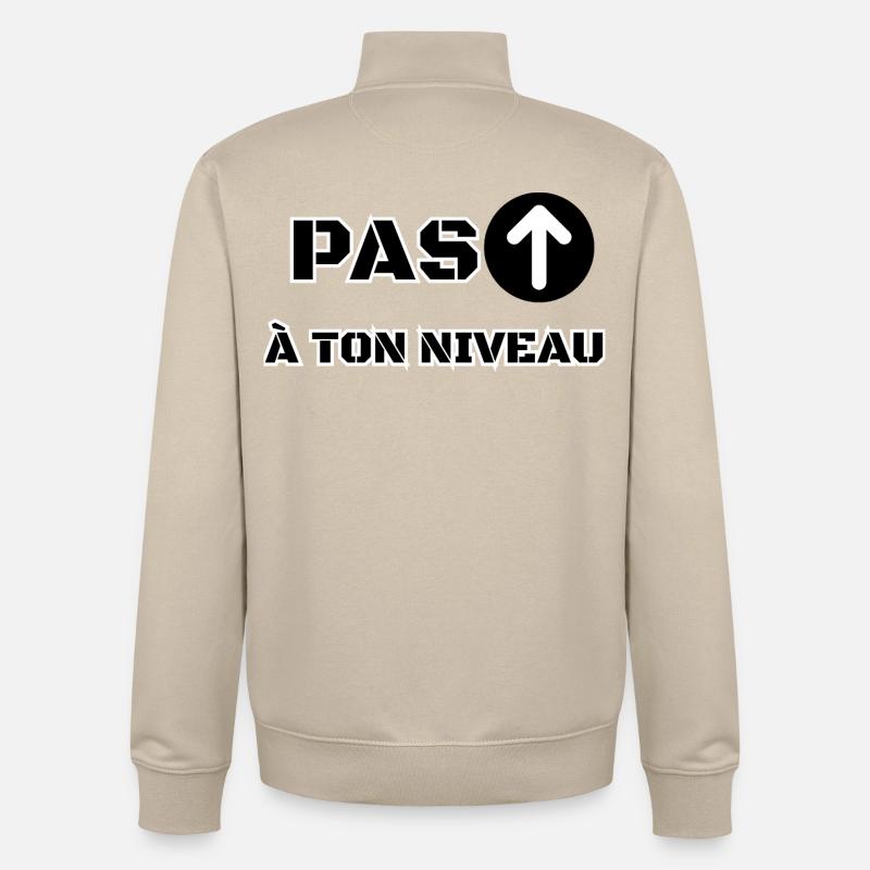 PAS À TON NIVEAU - Sweat zippé unisexe en coton bio Stanley/Stella - beige crème