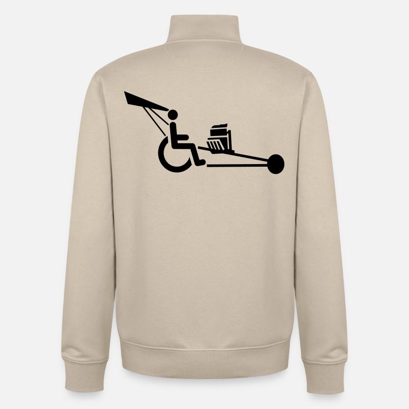 Bild eines Rollstuhls mit V8-Motor # - Unisex Organic Zip Sweatshirt von Stanley/Stella - Cremebeige