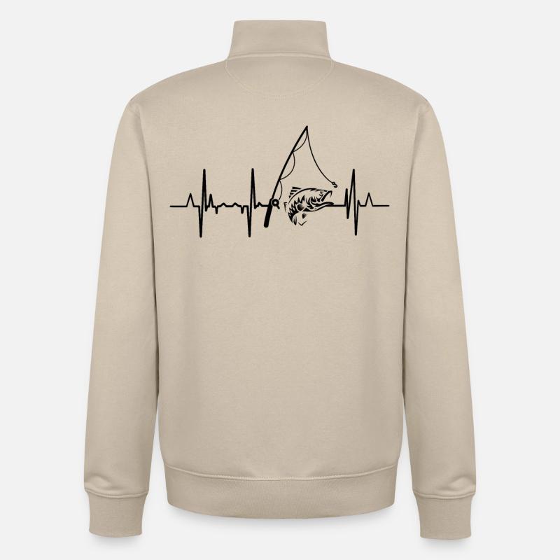 Ligne de cœur de pêche - Sweat zippé unisexe en coton bio Stanley/Stella - beige crème