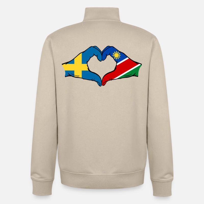Schweden_Namibia_Flagge_Haende_Herzform - Sweat zippé unisexe en coton bio Stanley/Stella - beige crème