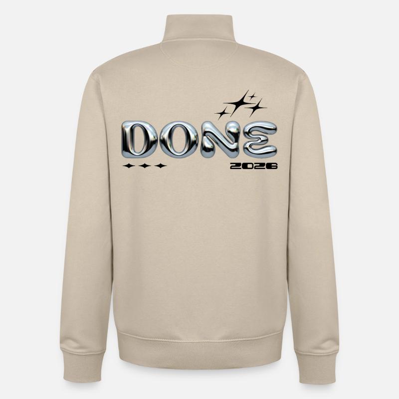 Chrome bubble letters DONE - Unisex Organic Zip Sweatshirt by Stanley/Stella - desert dust