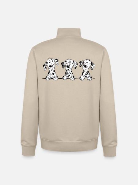 Grappige Dalmatische hond puppy cartoon geschenk - Unisex sweater met rits van biologisch katoen Stanley/Stella - crèmebeige