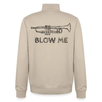 Soufflez-moi trompette - Sweat zippé unisexe en coton bio Stanley/Stella - beige crème - Dos - AI Model Male 185 dark (185cm)