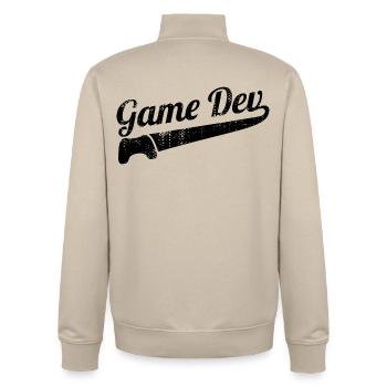 Game Development Saying - Unisex Organic Zip Sweatshirt by Stanley/Stella - desert dust - Back - AI Model Male 185 dark (185cm)