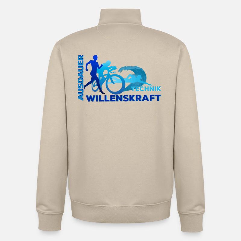 Triathlon - Ausdauer - Technik - Willenskraft - Unisex Organic Zip Sweatshirt von Stanley/Stella - Cremebeige