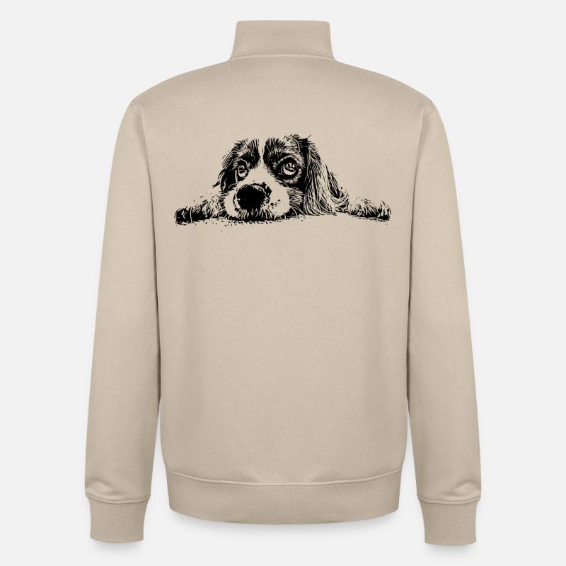 Cocker Spaniel - Unisex Organic Zip Sweatshirt by Stanley/Stella - desert dust