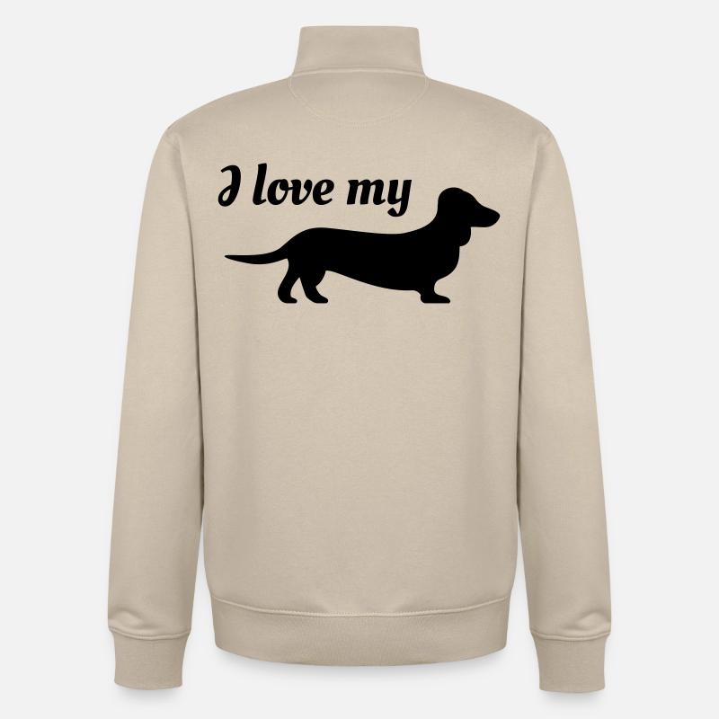 J’adore mon teckel - Sweat zippé unisexe en coton bio Stanley/Stella - beige crème